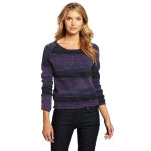 prAna Women's Carly Cropped Sweater - Purple/Charcoal Ombre - Size Small